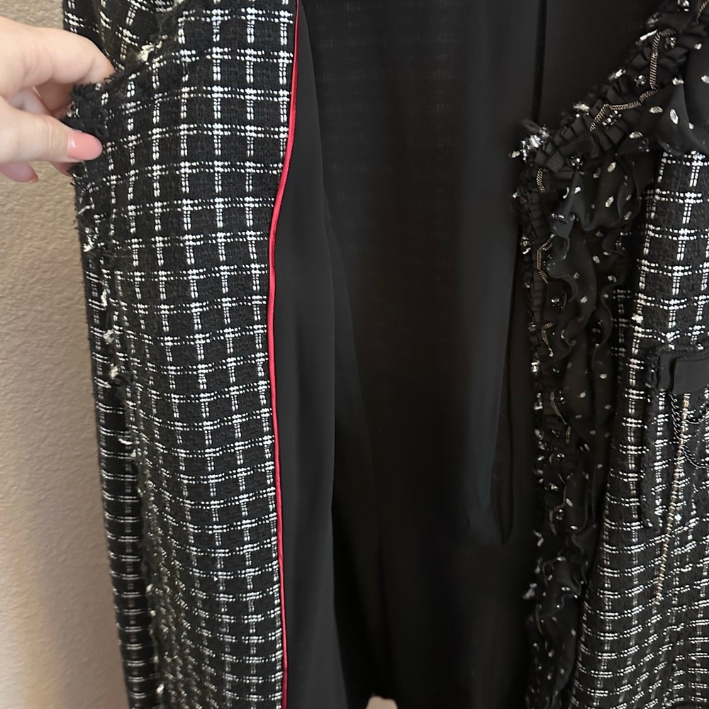White House Black Market Black and White Checkered Blazer Size 14 - Picture 8 of 12